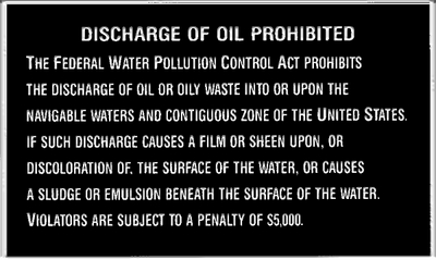 BERNARD ENGRAVING P204 DISCHARGE OF OIL PROHIBITED